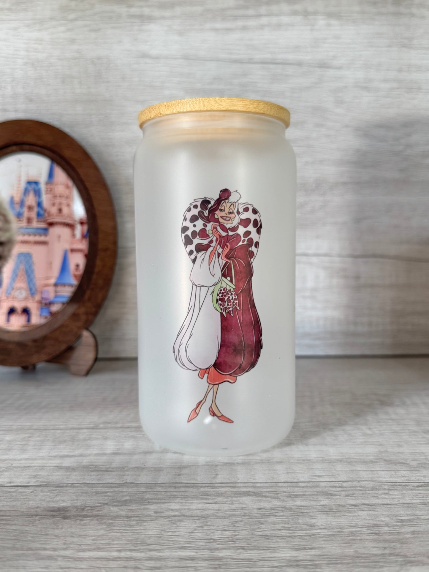 Cruella Frosted Glass Tumbler with Bamboo Lid | Free Personalization