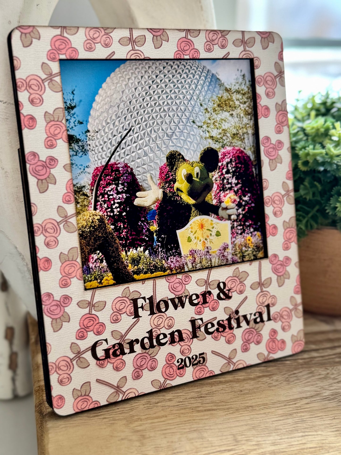 Flower & Garden Festival Floral Magnetic Wooden Picture Frame – 4x4 Photo Display