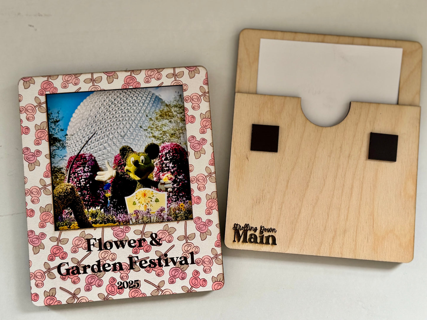 Flower & Garden Festival Floral Magnetic Wooden Picture Frame – 4x4 Photo Display