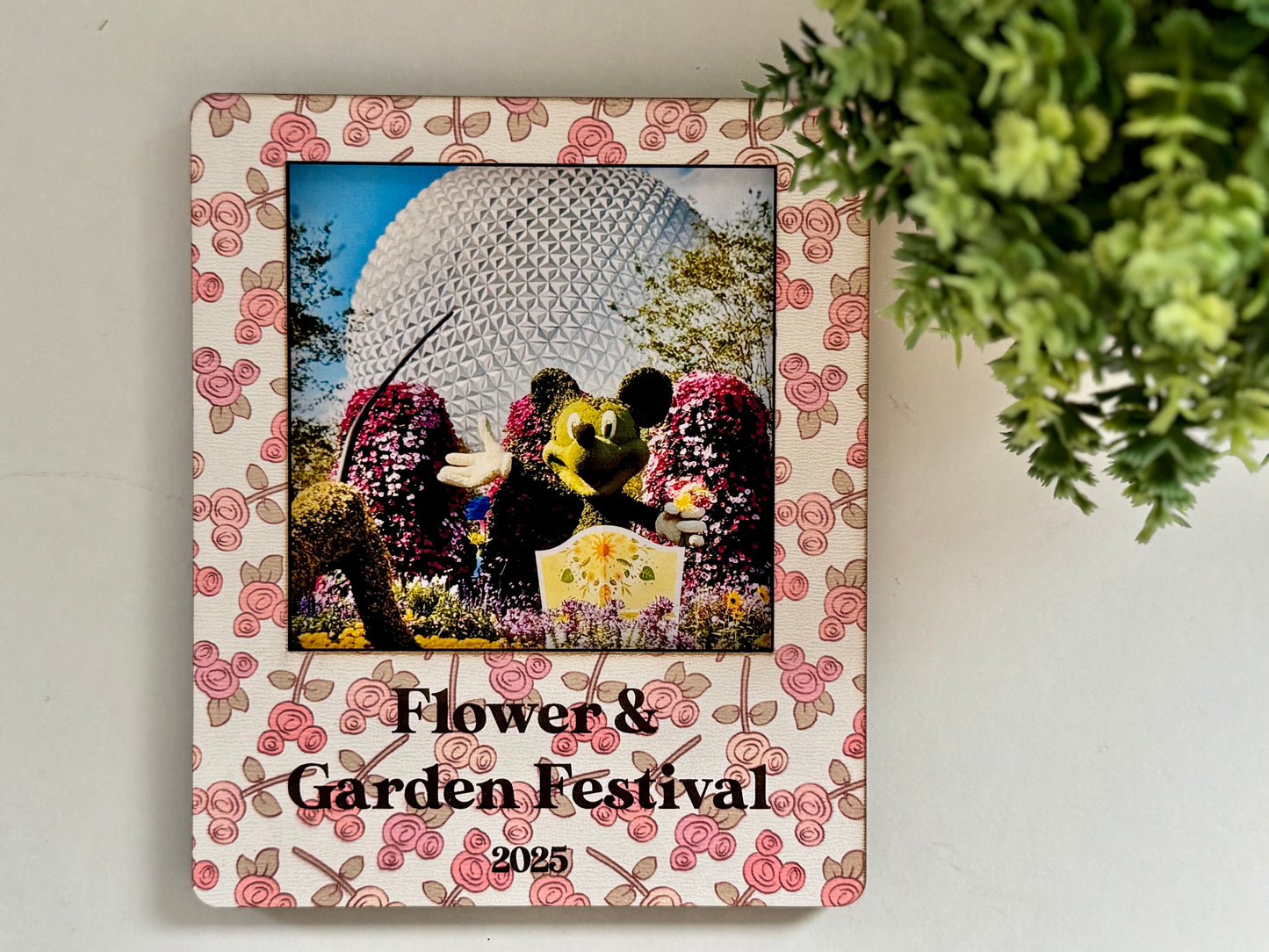 Flower & Garden Festival Floral Magnetic Wooden Picture Frame – 4x4 Photo Display