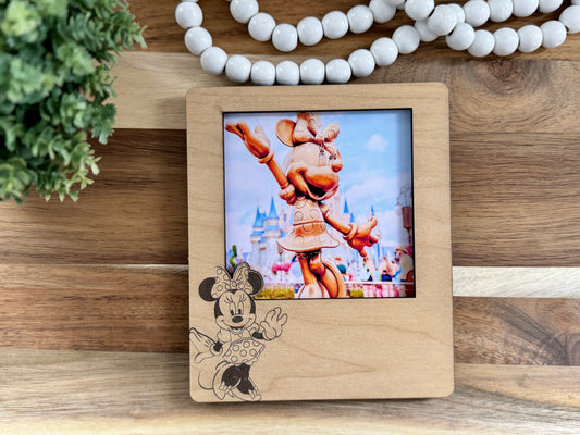 Minnie Magnetic Wooden Picture Frame – 4x4 Photo Display | Personalizable