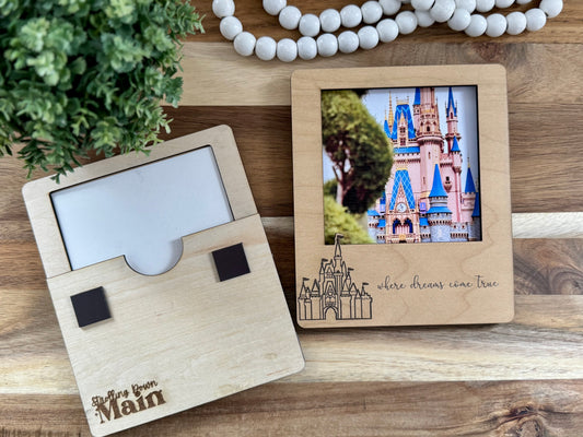 Castle Magnetic Wooden Picture Frame – 4x4 Photo Display | Personalizable