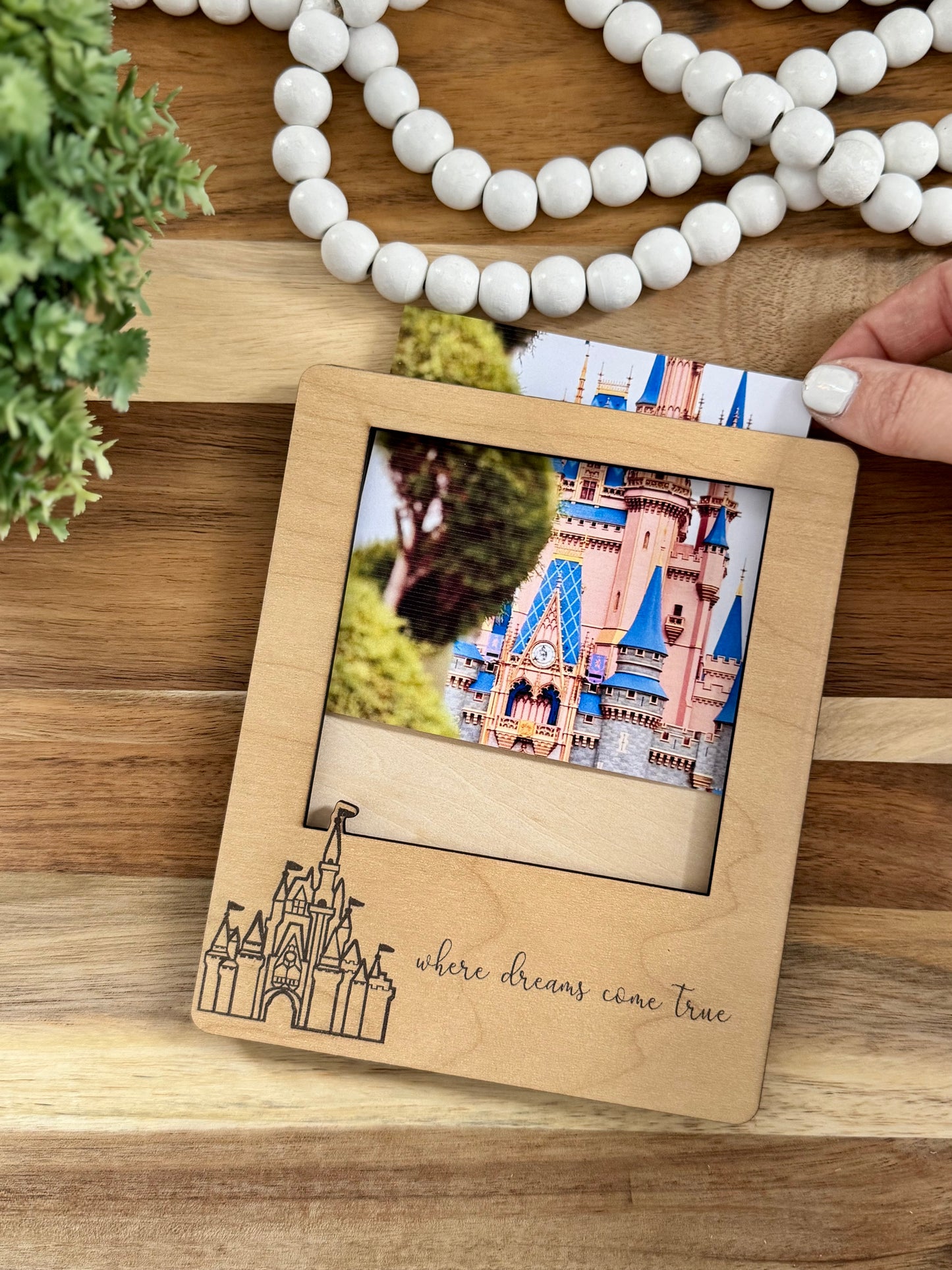 Castle Magnetic Wooden Picture Frame – 4x4 Photo Display | Personalizable
