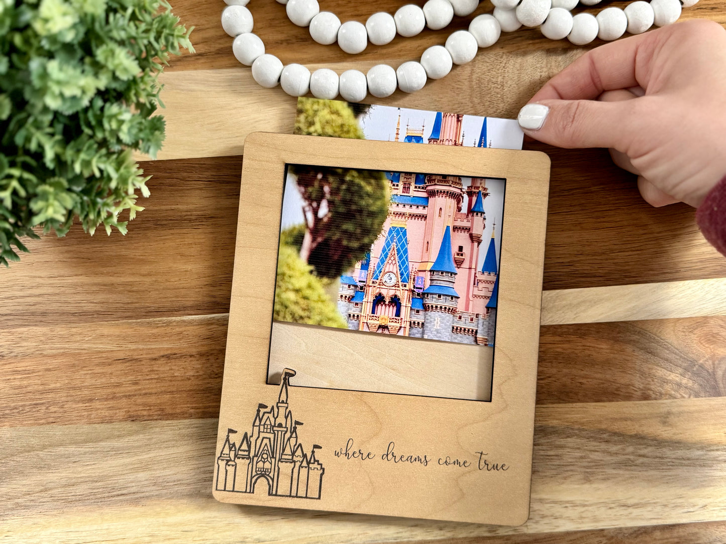 Castle Magnetic Wooden Picture Frame – 4x4 Photo Display | Personalizable