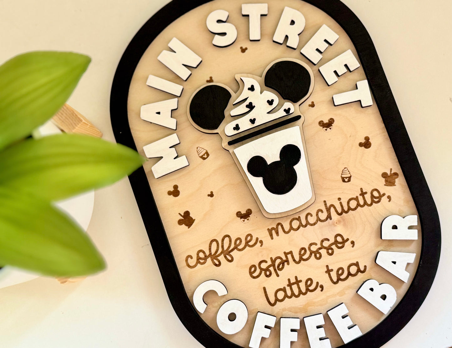 Main Street Coffee Bar Wooden Sign – Disney-Inspired Café Decor
