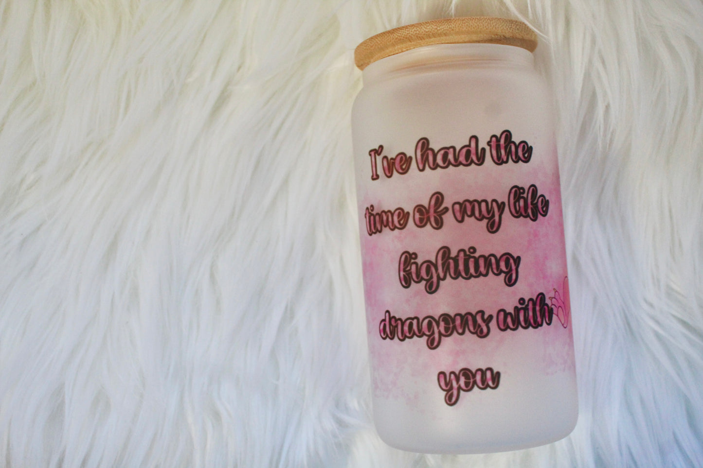 Figment X Swift Lyric Frosted Glass Tumbler with Bamboo Lid | Free Personalization