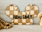 Mouse Ears Personalized Disney-Inspired Stroller Tag – Custom Mickey Name Sign for Disney Trips - Checkered Boho Hidden Mickey