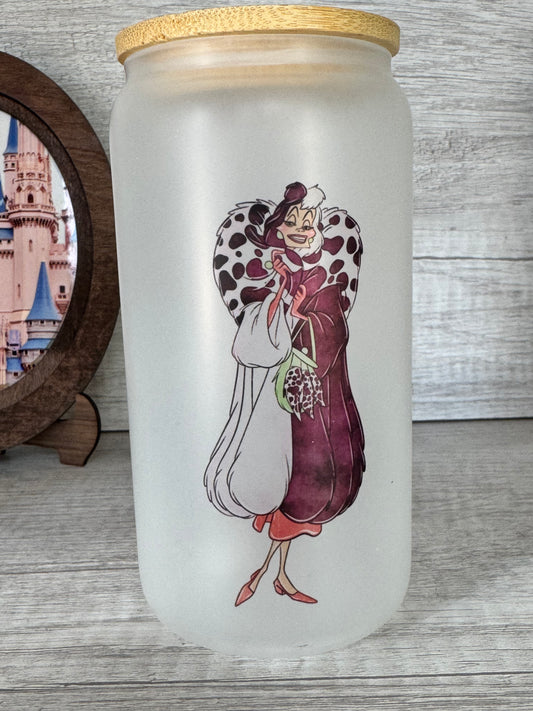 Cruella Frosted Glass Tumbler with Bamboo Lid | Free Personalization