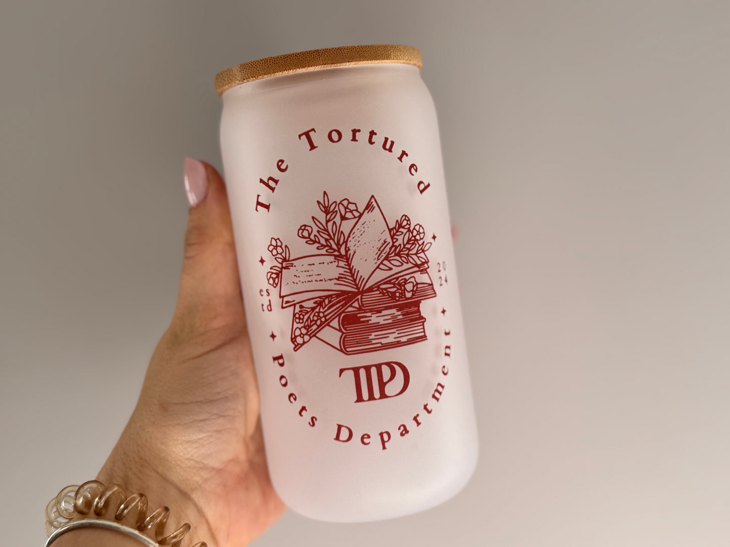 Swiftie Poets Frosted Glass Tumbler with Bamboo Lid | Free Personalization