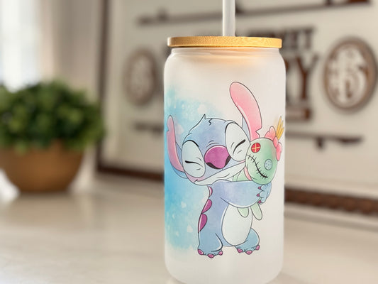 Stitch Frosted Glass Tumbler with Bamboo Lid | Free Personalization