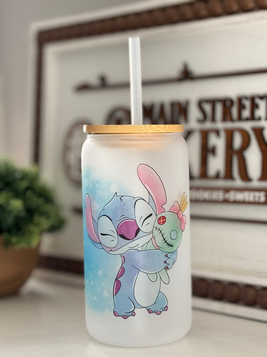 Stitch Frosted Glass Tumbler with Bamboo Lid | Free Personalization
