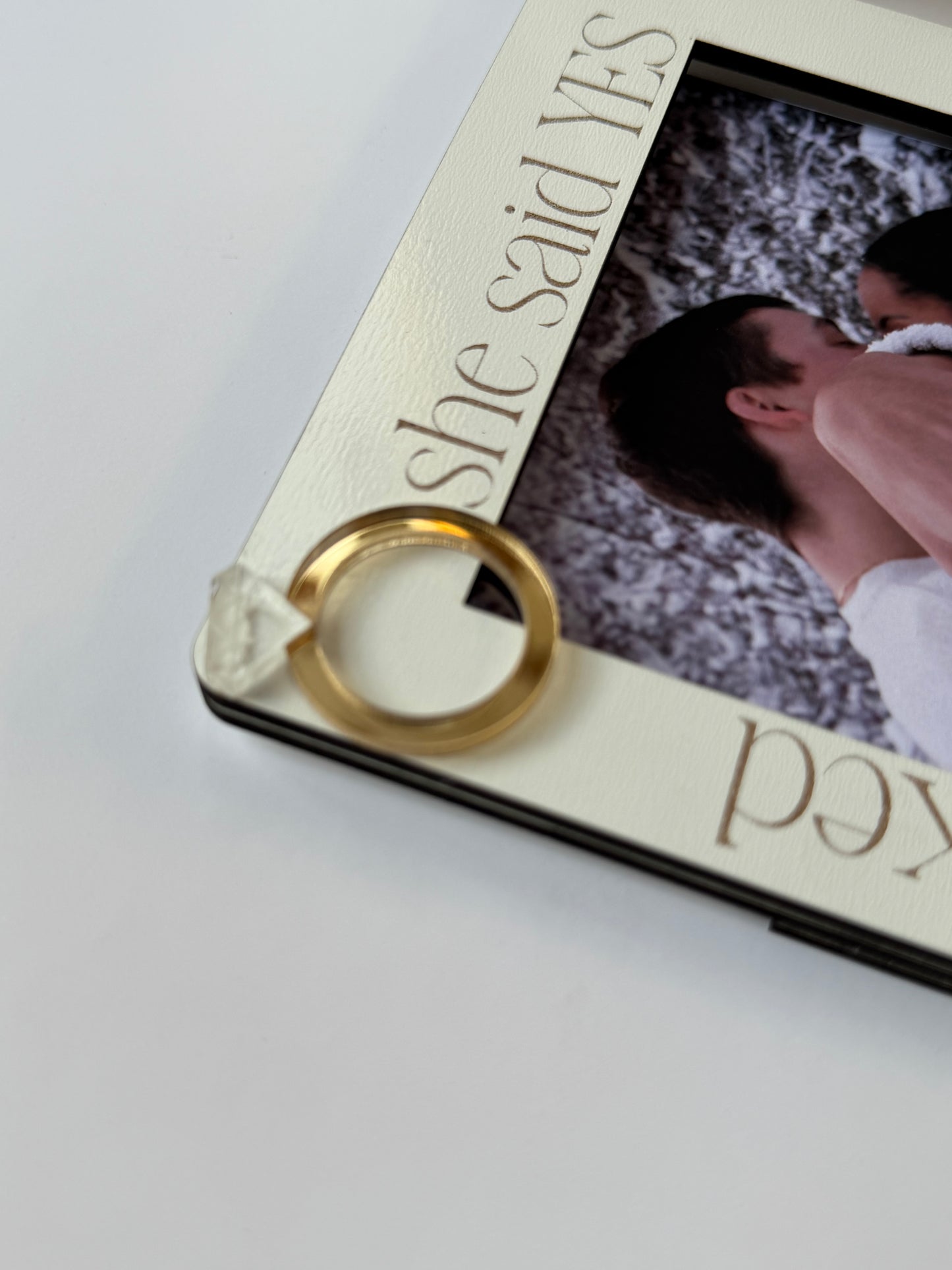 Personalized Engagement Photo Frame – ‘He Asked, She Said Yes’ Wedding Proposal Gift with Names &amp; Date – Custom Engagement Keepsake