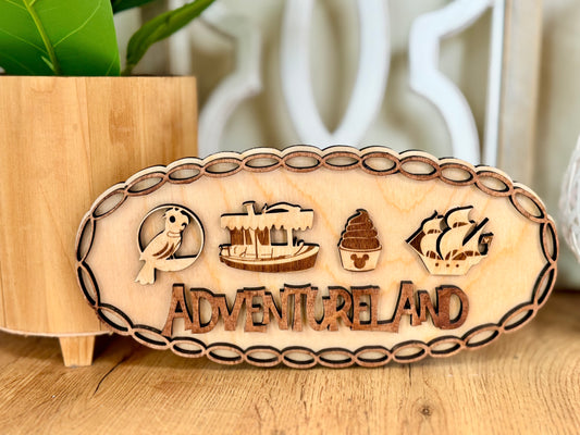 Adventureland-Inspired Wooden Sign | Jungle Cruise, Tiki Room, Dole Whip, Pirates Theme