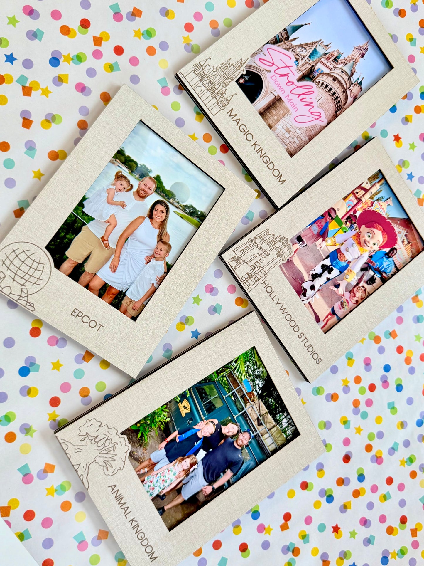 Four Parks Picture Frames, Magic Kingdom, Hollywood Studios, Animal Kingdom, EPCOT, Gallery Wall Frames, Character Autograph Souvenir