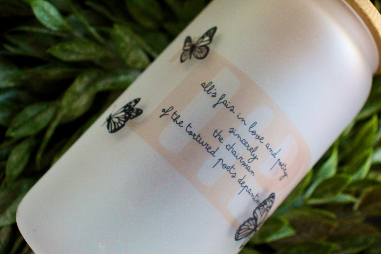 Swiftie Poets Frosted Glass Tumbler with Bamboo Lid | Free Personalization