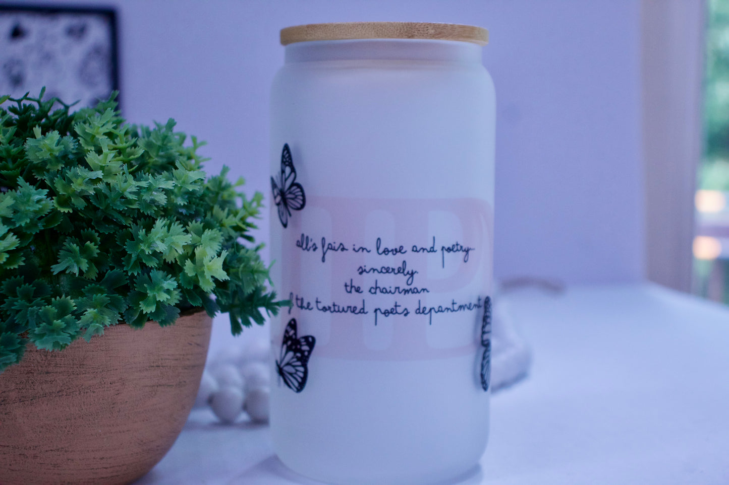 Swiftie Poets Frosted Glass Tumbler with Bamboo Lid | Free Personalization